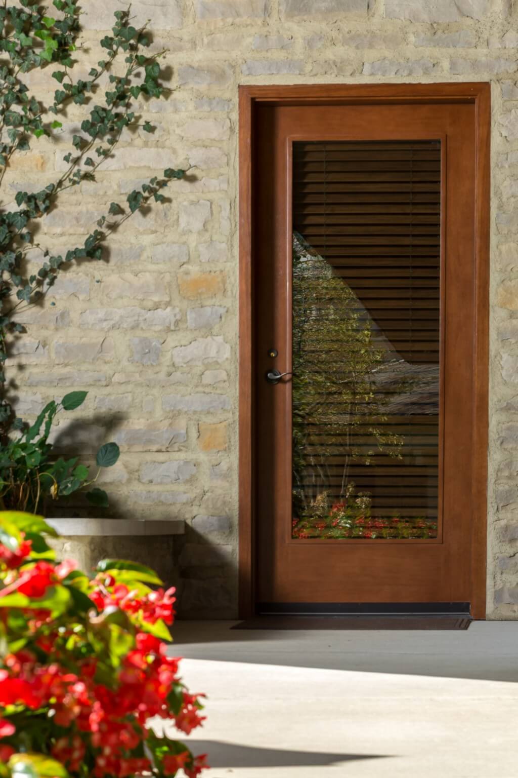 Side door made from wood and glass